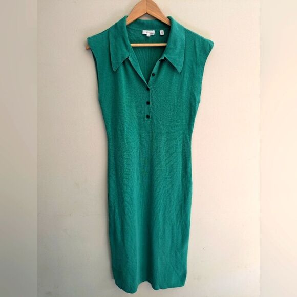 A.L.C. Taylor Knit Green Midi Dress Size L Career Date Night - Picture 3 of 5